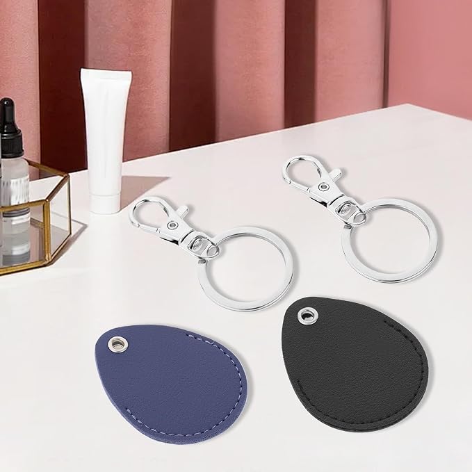 Psyqtsuary Leather Key Fob Holder, 4 Pcs PU Leather Keychain Key Holder for Keychain General Keys Fob, for Keys ID Keys Cards