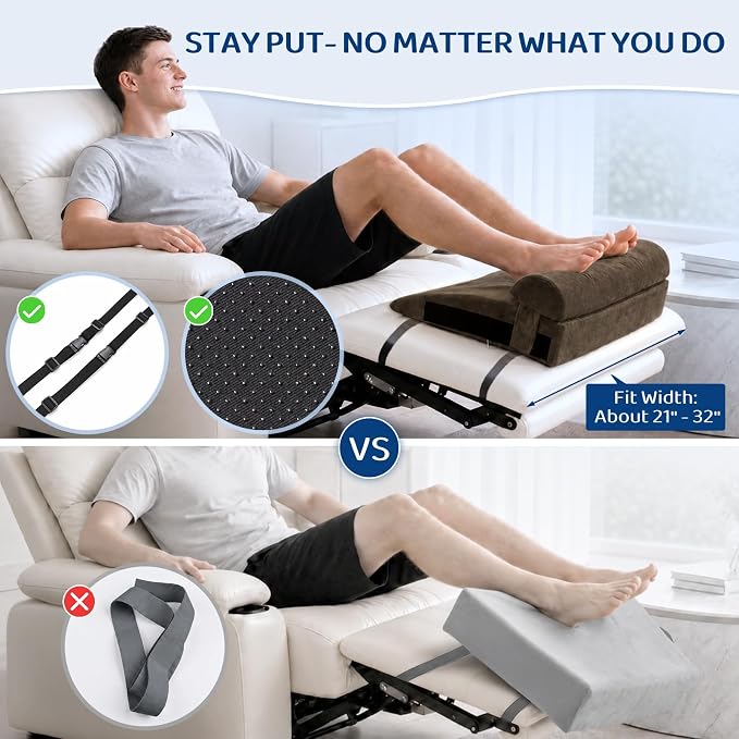 Recliner Foot Rest Cushion with Removable Semi-Cylinder | Customize Support For Every Body Part, Adjustable Recliner Leg Pillow for Recliner&Sofa,2 Reinforced Strap for No Slip,Coffee
