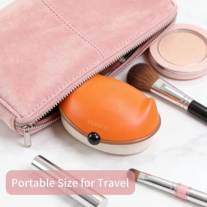 Contact Lens Case, 2 Pack Cute Fox Portable Eye Contacts Travel Box with Mirror Colored Lenses Applicator Remover Tool Kit Solution Bottle for Daily Makeup Office Outdoor (Pink+Orange)