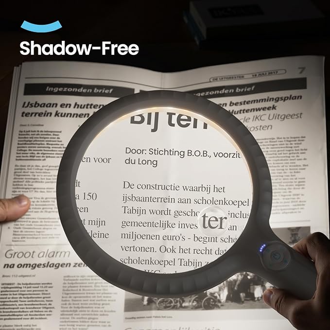 ARTDOT Large Handheld Magnifying Glass for Reading and Close Work, Adjustable Brightness Magnifier as Gifts for Seniors, Grandma, Grandpa