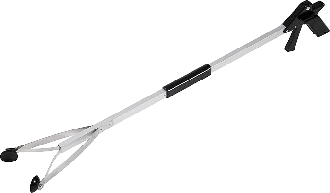 Grabber Reacher Suction Cup Grip Tool- Long 32 Inch Foldable Strong Heavy Duty Aluminum Pick Up Stick - Lightweight Trash Litter Picker Claw Extended Gripper Nabber Assist for Elderly, Luxet (Black)