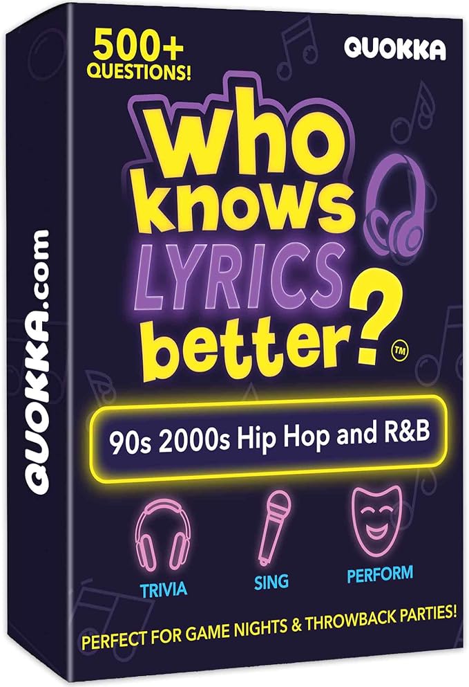 QUOKKA Who Knows Lyrics Better 500+ Lyric Challenges – 90s & 2000s Hip-Hop & R&B Edition – Ultimate Music Trivia & Singing Game for Adults & Families – Fun Karaoke & Party Game Night for Music Lovers