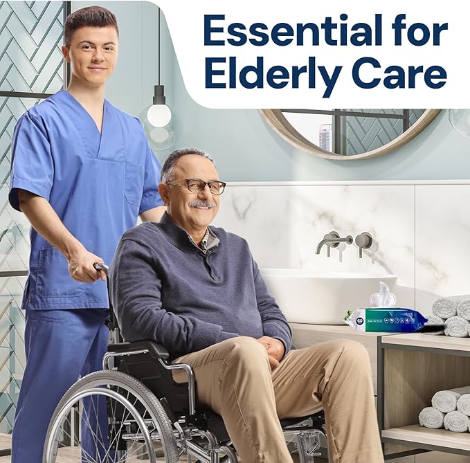 Adult Wipes For Elderly - 8"x13" Extra Large & Soft Wet Wipes for Adults Bathing - Incontinence Disposable Washcloths, Vitamin E & Aloe Infused for Men & Women 720ct (12 Packs of 60)