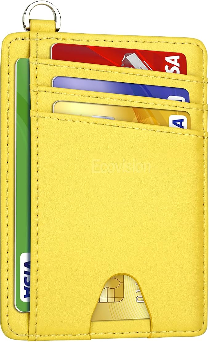 Slim Minimalist Front Pocket Wallet, RFID Blocking Credit Card Holder Wallet with Detachable D-Shackle for Men Women
