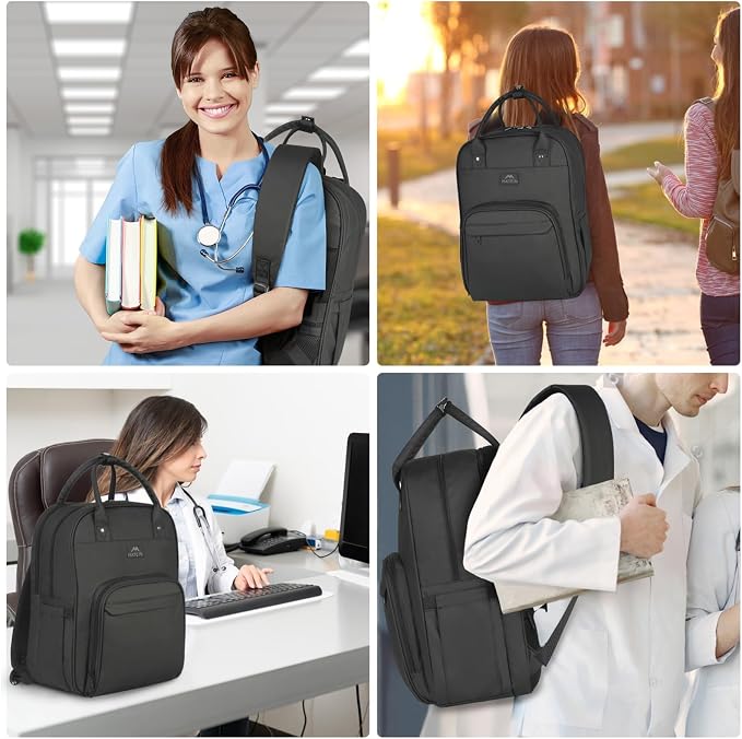 MATEIN Medical Backpack, 17 Inch Laptop Backpack with Removable Organizer | Work Clinical Bag for Business, Extra Large, Waterproof, Anti Theft, Padded Womens Nurse Bag for College, Travel, Home, Black