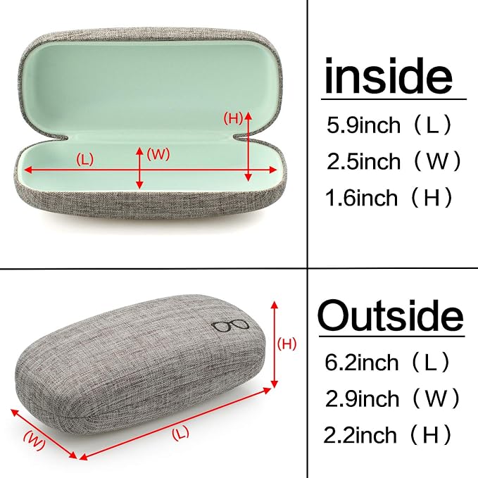 Vemiss Hard Shell Sunglasses Case, Large Linen Fabric Protective Glasses Case for Men Women