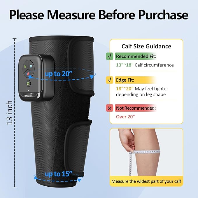Comfytemp Cordless Calf Massager for Circulation and Pain Relief, FSA Eligible HSA Portable Leg Massage with Heat and Compression, Birthday Gift for Men Women Seniors, Recovery for RLS, Edema, Muscles
