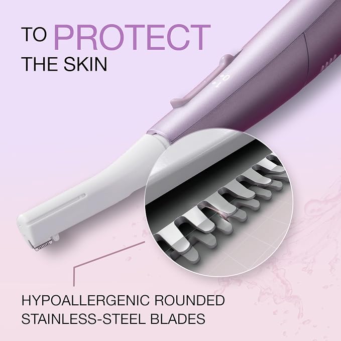 Panasonic Eyebrow & Facial Hair Trimmer for Women, Gentle Face Shaver for Peach Fuzz, Brows & Upper Lip, Flexible Head, Compact Battery-Operated Beauty Tool - ES-WF71-V