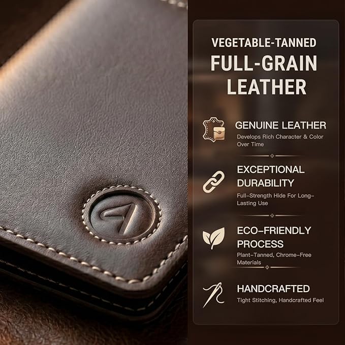 ALLIVE Passport Holder for Travel, Genuine Leather Passport Holder with AirTag Slot, Magnetic Closure, RFID Blocking Passport Cover Travel Wallet for Women Men, Travel Essentials Gifts (Coffee Brown)
