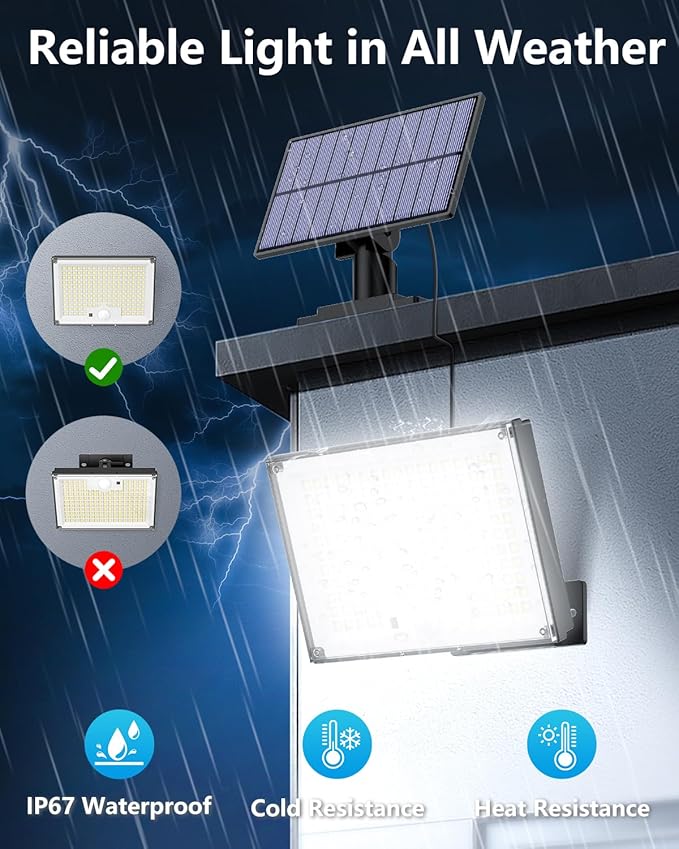 Gusicil Solar Lights Outdoor, Solar Motion Sensor Flood Lights 2Pack | Remote Control,IP65 Waterproof, Motion Sensor,3 Modes,Dusk to Dawn,for Yard Patio Garage