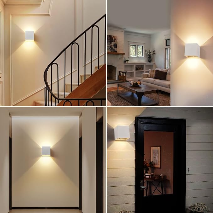 2 Pack Motion Sensor Wall Sconces, 12W 6000mAh Rechargeable Indoor LED Wall Lights, 3‑Color Adjustable Magnetic No Drill Mount Wall Lamp for Bedroom Hallway Stairway Closet, White