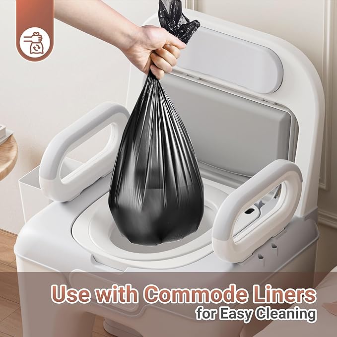 Bedside Commode, Upgraded Safety Commode Toilet for Elderly Disabled, Potty Chair for Adult with Enlarged Arms, Height Adjustable, 900lbs Heavy Duty Bedside Commodes for Seniors