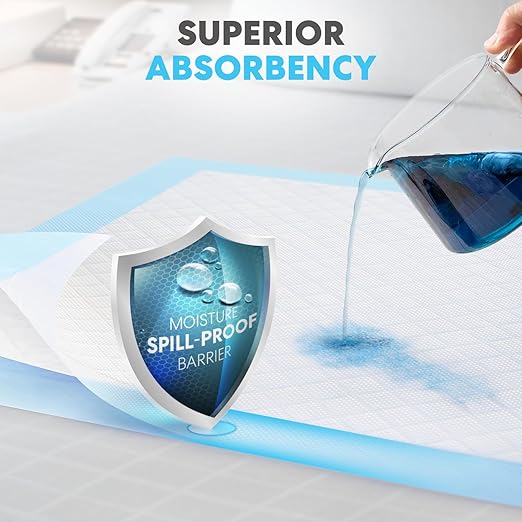 Simpli-Magic Disposable Bed Underpads 23'' x 36'' (100-Count) – Incontinence Chux Pads, Pee Pads – Thick, Super Absorbent Protection for Kids, Adults, Elderly – Liquid, Accidents