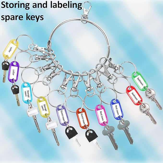 Large Key Ring Hoop,Key Ring Holder,Keys Organizer Portable Keys Management Holders with 10 Swivel Clasps Big Rings Keychain Holders Rings for Office Warehouse School Home(Silver)