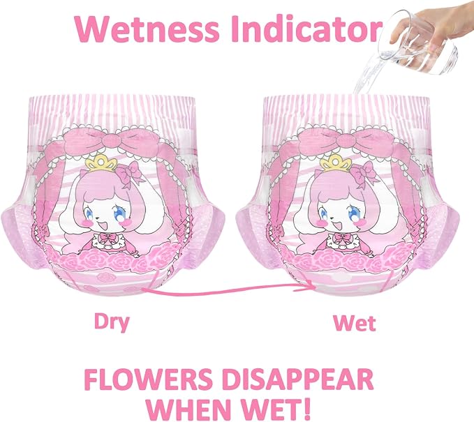 Littleforbig Adjustable Hook-and-Loop Fastener Closure Adult Printed Cloth Back Diaper 10 Pieces - Little Beauty (Large 36"-48")