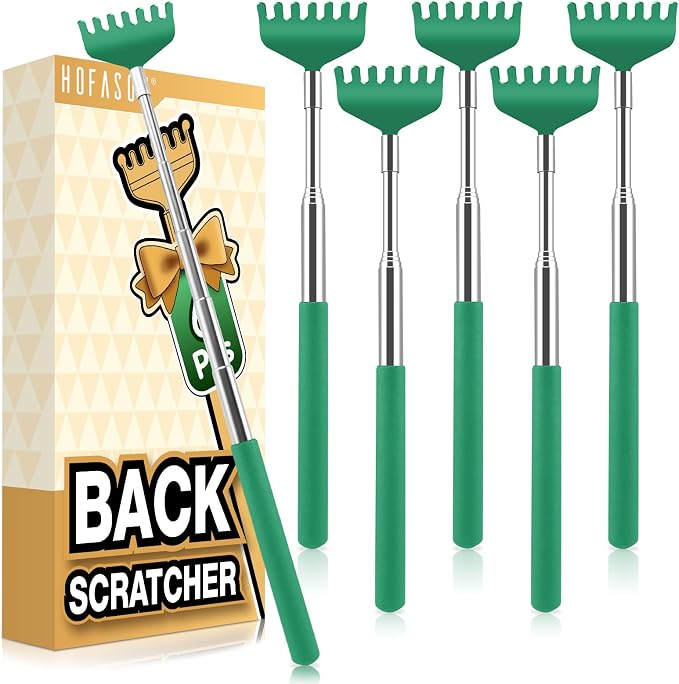HOFASON Back Scratcher 6 Pack, Stocking Stuffers for Men Adults Women Teens | Christmas Small Bulk Gifts for Men Women Teens, White Elephant Gag Birthday Gifts, Party Favors Prizes for Adults (Green)