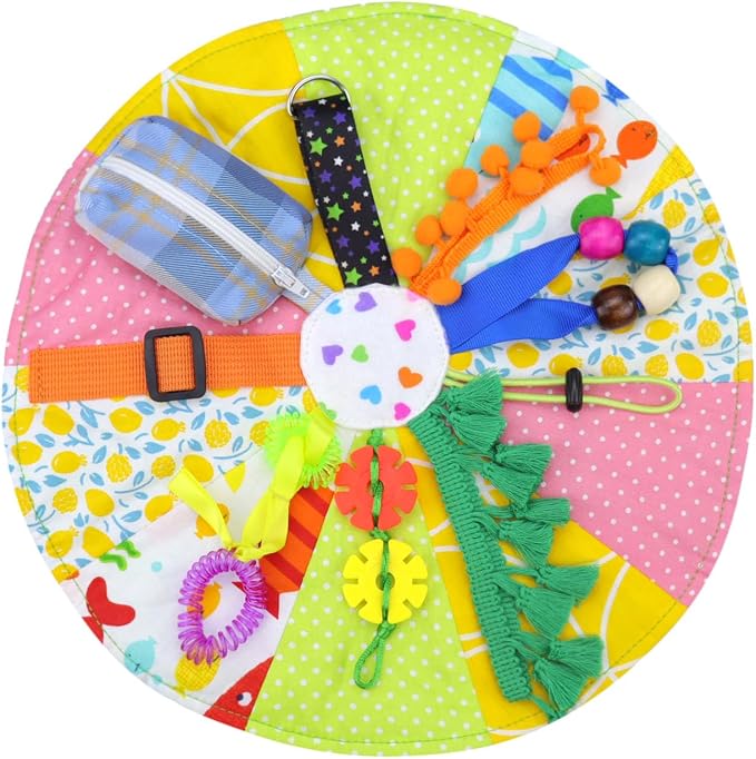 rainbowstar Fidget Blanket for Adults with Alzheimer‘s, Dementia & Autism - Sensory Stimulation & Anxiety Relief Activity Mat for Busy Hands