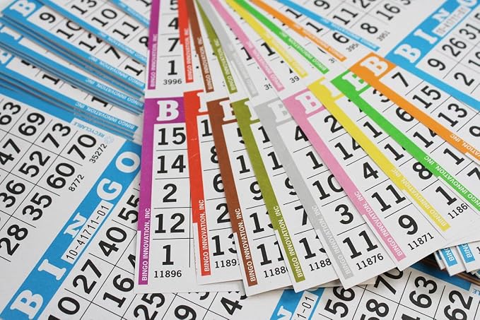 Bingo Books – 1 Face, 5 Pages Each, 100 Disposable Game Books – Large Print Dauber Sheets, Recyclable Cards for Seniors & Adults (1on5up)