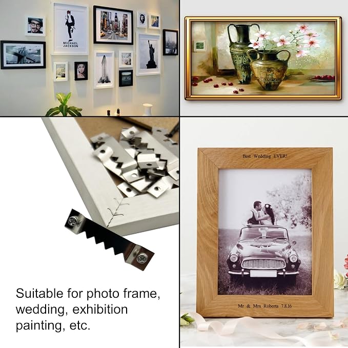 50 Pack Large Sawtooth Picture Hangers Steel Picture Hangers Picture Frames Hangers with Screws Picture Hang Solutions, for Hanging Artwork Picture Frame Hook Photos (Silver，Supports 50 lbs)