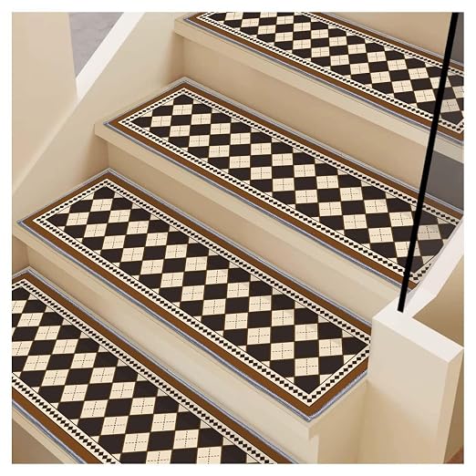 Stair Treads for Wooden Steps, 15 PCS, 30"X8", Brown | Edging Non-slip Stair Runner Indoor, Self-Adhesive Backing, Washable Reusable, Carpet Stair Treads for Kids Elderly Pets