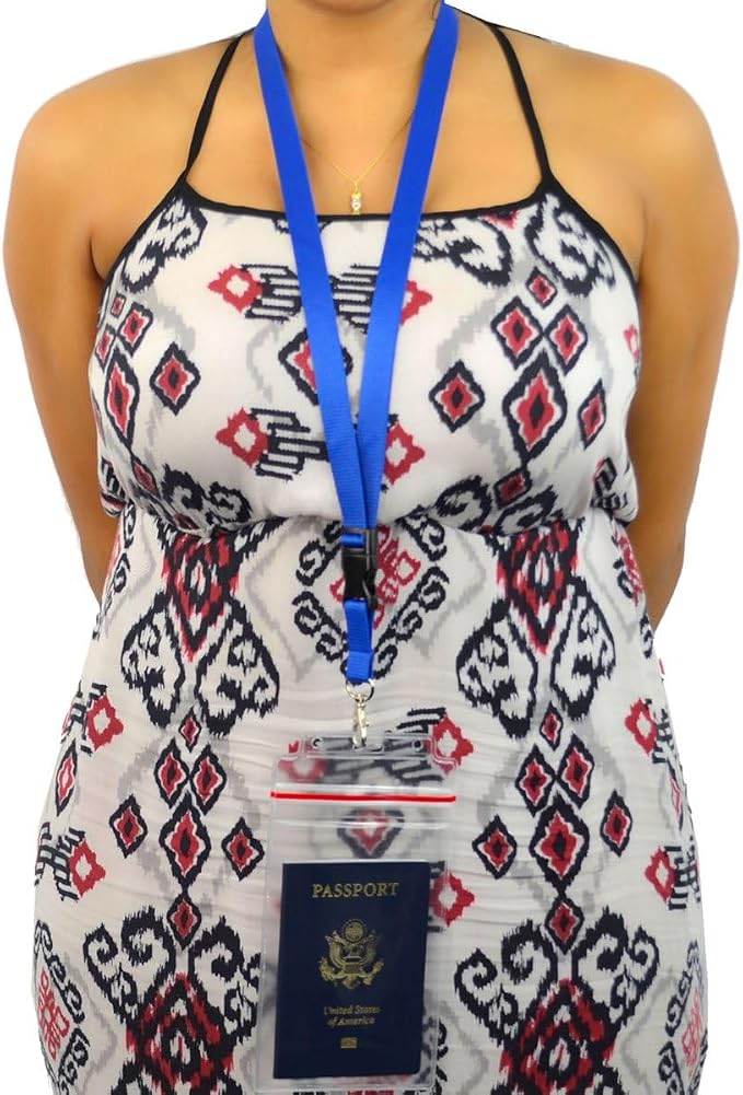 Bulk 20 Pack - Heavy Duty Water and Tear Resistant Passport Holders with Lanyard - 4X6 Insert is ideal for Cruise and Beach Vacation Documents (Royal Blue)