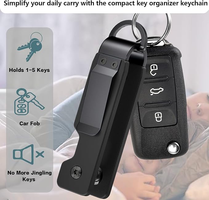 Key Holder for Keychain Metal Aluminum Compact Smart Key Organizer Secures 1-5 Keys