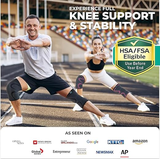Modvel Compression Knee Brace for Women & Men, 2-Pack Knee Brace for Running Knee Pain, Knee Support Compression Sleeve, Workout Sports Knee Braces for Meniscus Tear, ACL & Arthritis Pain Relief