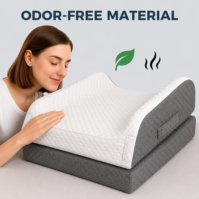Cooling Leg Elevation Pillow, 3-Height Adjustable Leg Rest Support | Cooling fabric wedge pillow for both legs, knees & ankles, with memory foam comfort for post-surgery rest and swelling relief