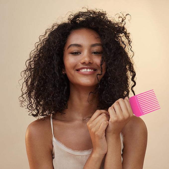 SIMPOR 2 Pcs Hair Pick Comb Wide Tooth Lift for Hair Styling Detangling, Plastic Afro Pick for Women Men, Fist Picks for Curly and Afro Hair