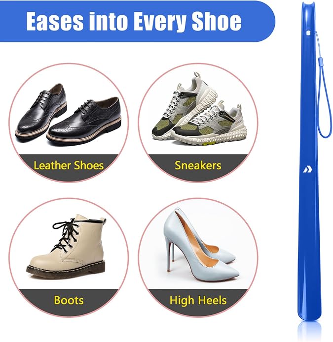 Nextnoid Shoe Horn Long Handle for Seniors - 16.5"-23" Straight & Sturdy Long Shoe Horn for Men, Women & Kids