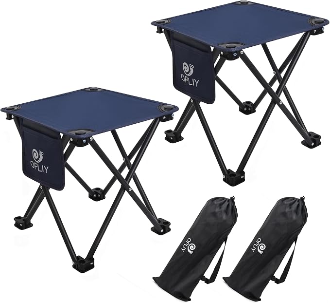 Camping Stool 2 Pack,13.5 Inch Portable Folding Stool for Outdoor Gardening and Beach Hiking Fishing,Foot Stool with Carry Bag (Blue)