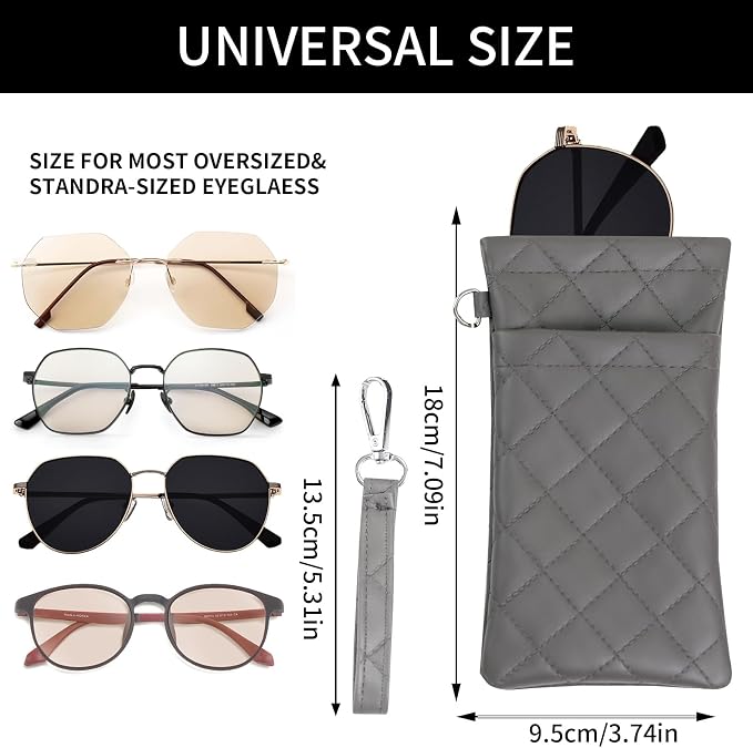 Double Eyeglass Case Soft Dual Glasses Case for Women Men Travel Squeeze Top Sunglasses Cases Eyeglasses Pouch
