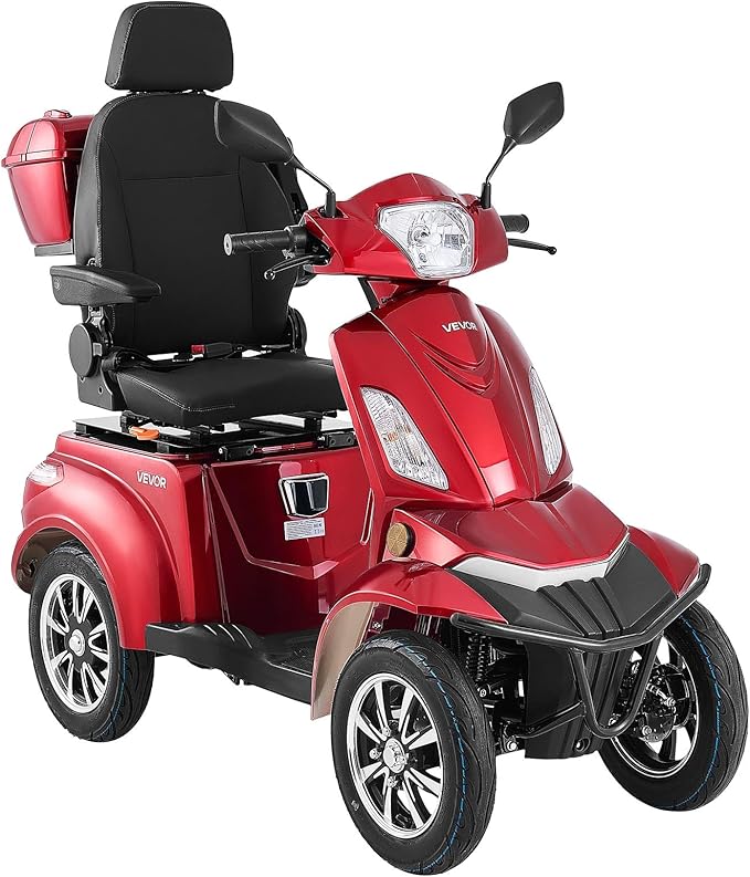 VEVOR Heavy Duty 4-Wheel Mobility Scooter, Powerful 1000W Brushless Motor, 500 lbs Capacity, 21.5 Miles Long Range, All Terrain Mobility Scooter with Lockable Trunk for Seniors & Adults