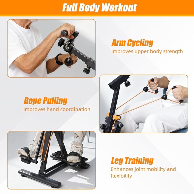 Arm and Leg Exercise Pedal Machine for Seniors, Seated Rehabilitation Bike for Physical Therapy, Elderly Stroke Recovery & Mobility Training Equipment