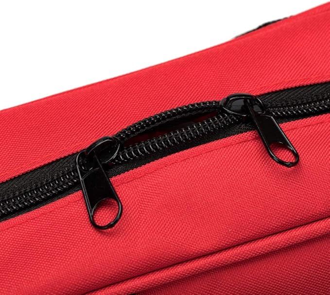 Jipemtra Red First Aid Bag Empty Travel Rescue Pouch First Responder Storage Medicine Emergency Bag for Car Home Office Kitchen Sport Outdoors (Red with Folders)