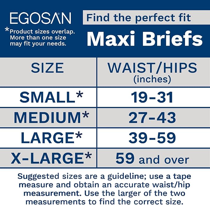 Egosan Maxi Incontinence Disposable Adult Diaper Brief with Tabs Maximum Absorbency and Adjustable for Men and Women (Large 15-Count)