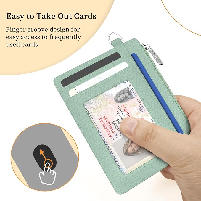 Hancynir Minimalist Small Wallet Women Credit Card Holder, RFID Slim | Zipper Pocket Wallet, Thin Travel Coin Purse, Ladies Women Gifts, Cute Card Case, 6 Card Slots, ID Window, PU Leather