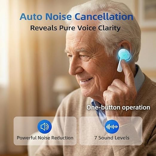 OTC Hearing Aids for Seniors, Rechargeable Bluetooth Hearing Aids with App Control, Noise Cancelling Sound Amplifiers for Hearing Loss, 38dB Sound Gain, In-ear Design