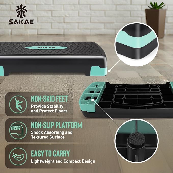 Aerobic Stepper Set with Dumbbells & Measuring Tape, Adjustable Height 2 Level Risers Workout Exercise Step Platform, 4 Colors, the Ultimate Gift for a Joyful Holiday and Merry Christmas