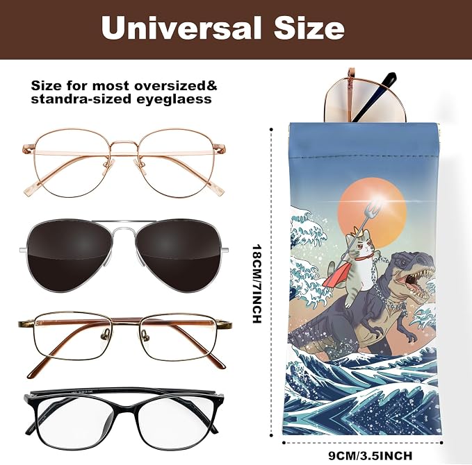 Anikathy 2Pcs Sunglass Eyeglass Glasses Case Soft PU Leather with Cleaning Cloth Cute Glasses Pouch Bag for Men Women Girs