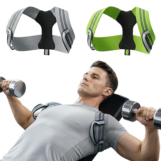 Pro-Gym Back Posture Corrector for Men to Open Shoulders | 8cm Ultra-Wide No-Digging Shoulder Straps, Power-Strap for Easy Solo Wear, Breathable for Workout & Peak Form