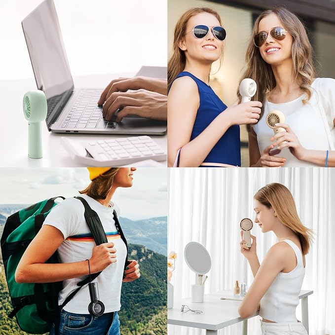JISULIFE Portable Handheld Turbo Fan Rechargeable 4000mAh 5-Speed (Green) | Up to 16H max cooling, Personal Battery Powered Pocket Fan for Travel/Outdoor/Vacation/Concerts, Birthday Gifts for Women