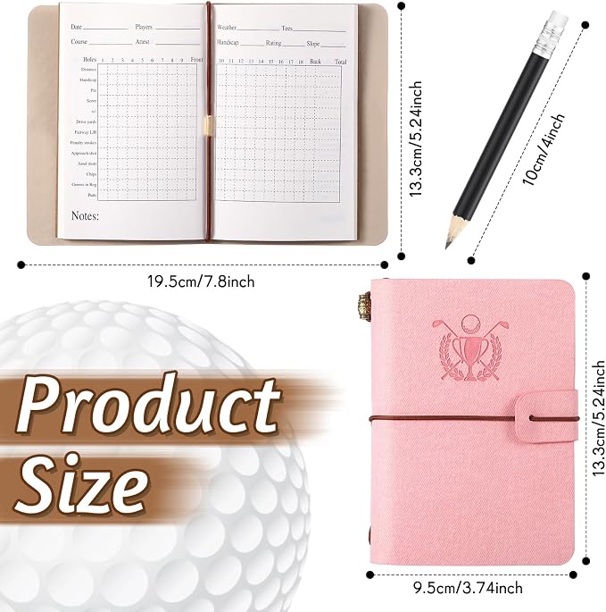 Yexiya Golf Scorecard Book with Pencil, Leather Golf Journal Scorecard Holder Accessories Notebook Log Pocket Score Cart Book Gift for Men Golfers, Sports and Outdoor Club Accessories