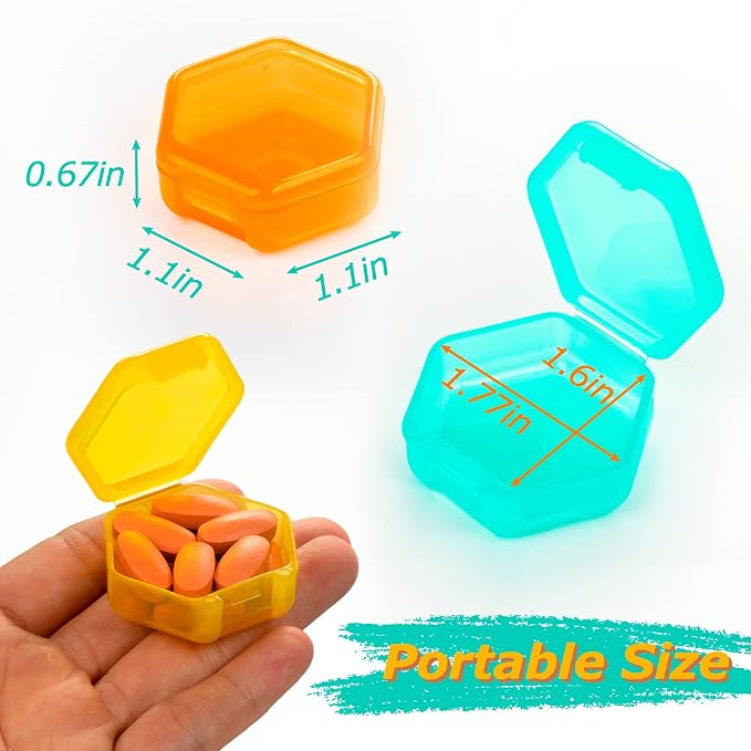 Yaklim Small Pill Case, 7 Pack Mini Pill Box | BPA Free, Portable Travel Pill Box, Pocket Purse Briefcase Use, 7 Individual Pill Containers for Fish Oils and Supplements
