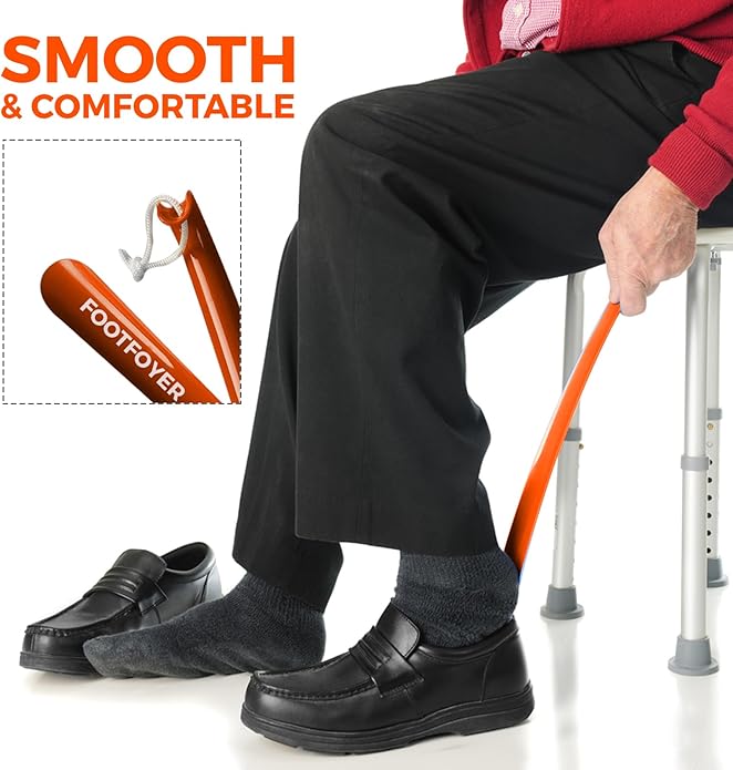 Long shoehorn that is comfortable to wear and has a handle is ideal for both men and women