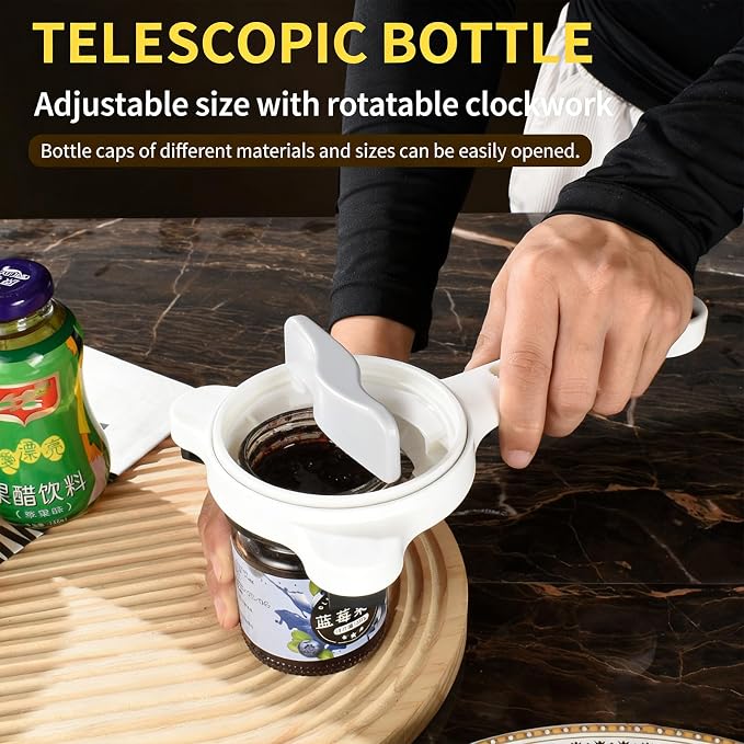 2026 New 4-In-1 Jar Opener, Adjustable Stainless Steel Jar Opener, Multifunctional Retractable Lid Remover for Seniors & Those with Limited Strength Works