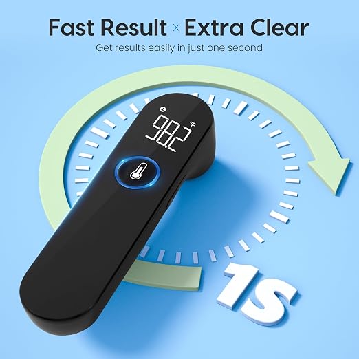 Viproud No-Touch Baby Thermometer for Adults and Kids, Fast & Accurate | 1 second Result, Fever Alarm, Mute Mode, Body & Object Mode, 35 Memory Recall, Baby Essentials, Lifetime Support