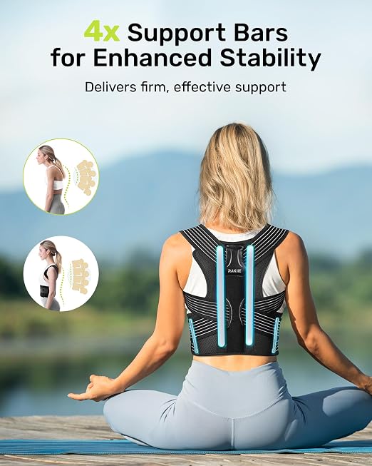 Rakiie All-round Back Belt Support for Women Men, Breathable Durable Lumbar Support Brace, Invisible Under Clothing, Back Support Brace for Hunchback, Gray Size XL (Upper Waist: 47.2"-53.2")