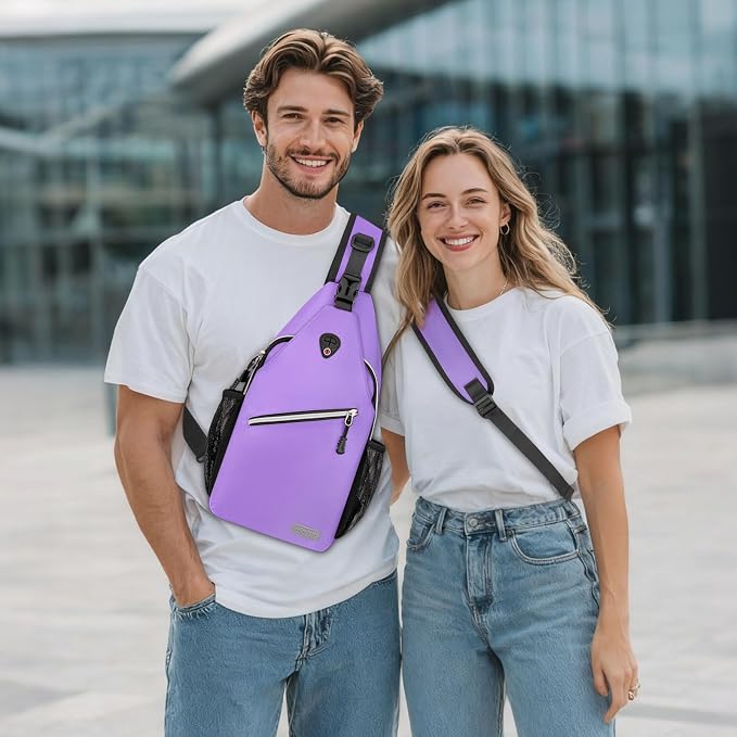 MOSISO Small Sling Bag for Men, Crossbody Shoulder Chest Daypack Bag | Sling Backpack for Casual Travel Hiking