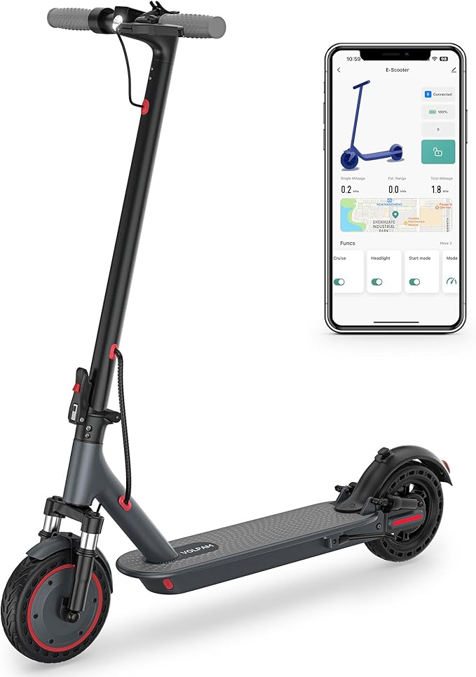 VOLPAM Electric Scooter, 350W/500W Powerful Motor, 8.5"/10" Solid Tires, 19/22Mph, 28/23/21/16 Miles Max Range, Dual Braking